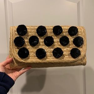 Straw Pom Clutch